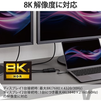 AD-CDP2BK USB Type C to DisplayPort 変換アダプタ 8K/30Hz 解像度