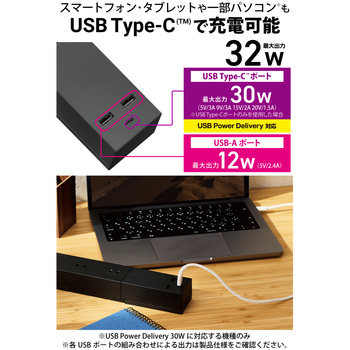 電源タップ (コンセント×3 Type-C×1 USB-A×2) PD対応 フットパーツ付 エレコム