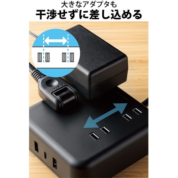 電源タップ (コンセント×4 Type-C×1 USB-A×2) PD対応 エレコム