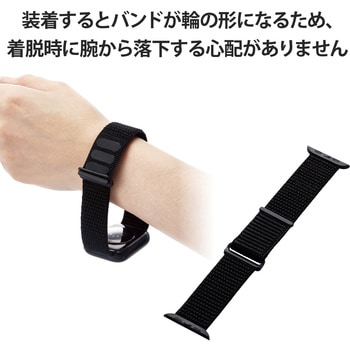 アップルウォッチ バンド [49mm 45mm 44mm 42mm] ファブリック 面ファスナー式 エレコム