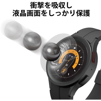 Galaxy Watch5 Pro 保護フィルム 2枚セット 衝撃吸収 フルカバー 高透明 抗菌 指紋軽減 気泡防止 エレコム
