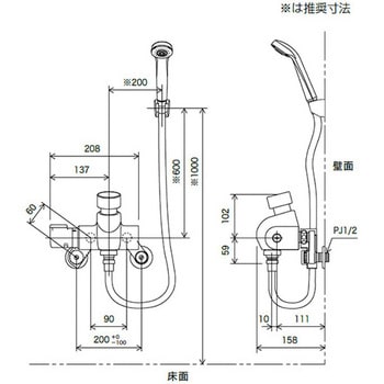 KF3040NF2 自閉式サーモスタットシャワー 1個 KVK 【通販サイトMonotaRO】