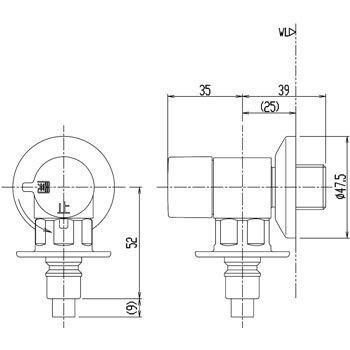 LF-WJ50KQ 緊急止水弁付横水栓(13mm) 1個 INAX(LIXIL) 【通販モノタロウ】