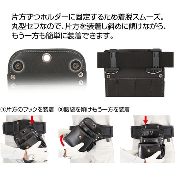 着脱式腰袋 K 2段中 ツインフック タジマツール(TJMデザイン)