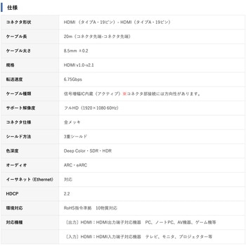 HDMI ケーブル ロングタイプ Vodaview