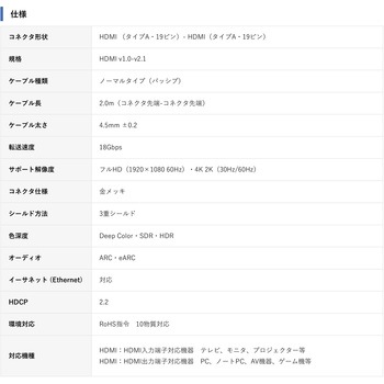 スリム HDMI ケーブル Vodaview