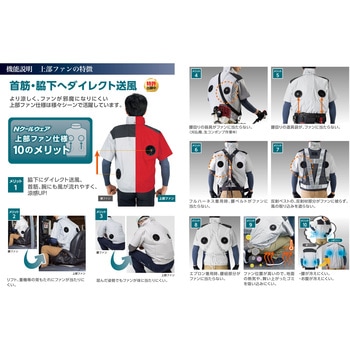 Nクールウェア NA-1132 長袖 3Dエリ 上部ファン フルハーネス対応 (ファン・バッテリー別売り) NSP