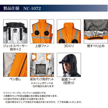 Nクールウェア NC-1072 ベスト 3Dエリ 上部ファン (ファン・バッテリー別売り) NSP