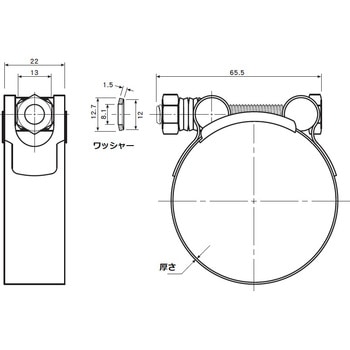 Tボルトホースクランプ 22mmタイプ(オールステンレス・SUS304) TRUSCO