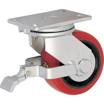 プレート式重荷重用ウレタンキャスター 自在ストッパー付 TRUSCO