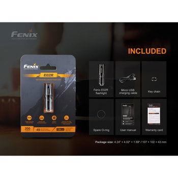 E02RBLACK 充電式LEDライト ”E02” 1個 FENIX(フェニックス) 【通販