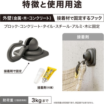 CLF-05 シェード取付 接着フック タカショー 幅4cm奥行2.8cm高さ