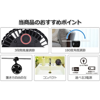 SF-DF28BK HOME&CAR 3WAY コードレスファン TOPLAND ブラック色