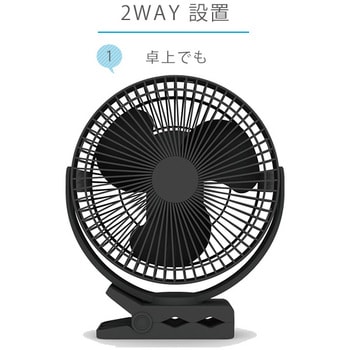 2WAY電源クリップ&卓上ファン TOPLAND