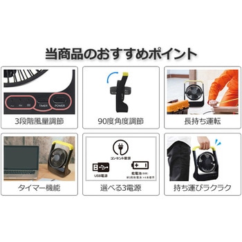 3WAY電源ホーム&アウトドアファン - TOPLAND