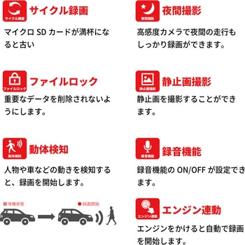 前後2カメラ バックカメラ搭載 1080Pフルハイビジョン ドライブレコーダー ブロードウォッチ