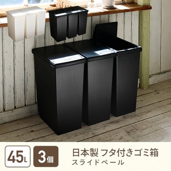 平和工業 ゴミ箱 スライドペダルペール 45L ブラック-