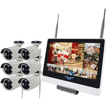無線式 12インチディスプレイと屋外対応赤外線カメラ8台セット (Wi-Fi ワイヤレス 防犯カメラ用NVR) 10chモデル HD搭載(HDD)