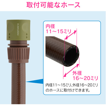 ネジ口金とホーセンドのセット ワンタッチ接続 (蛇口にホース取付け ジョイント ニップル ブラウン) GAONA(ガオナ)