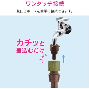 万能口金とホーセンドのセット ワンタッチ接続 (蛇口にホース取付け ジョイント ニップル ビス止め式 ブラウン) GAONA(ガオナ)
