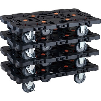 まとめ買い 連結式樹脂製平台車 ビートル 700X450 自在3輪 内2輪ストッパー付 4台セット TRUSCO