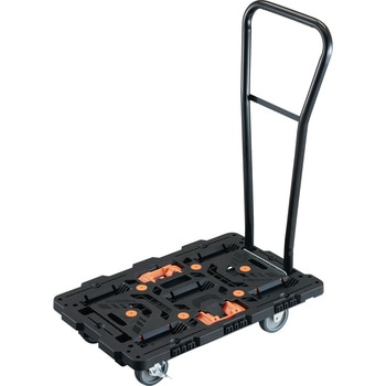 連結式樹脂製平台車 ビートル 700X450 自在3輪 内2輪ストッパー付 脱着式ハンドル付 とめたろう付 TRUSCO