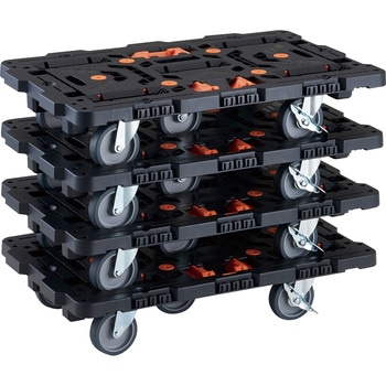 まとめ買い 連結式樹脂製平台車 ビートル 700X450 自在5輪 内2輪ストッパー付 とめたろう付 4台セット TRUSCO