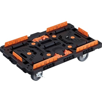 連結式樹脂製平台車 ビートル 700X450 自在3輪 内2輪ストッパー付 柵 とめたろう付 TRUSCO