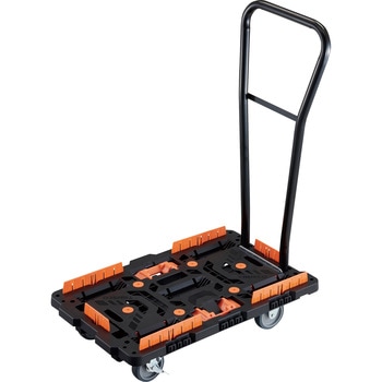 連結式樹脂製平台車 ビートル 700X450 自在3輪 内2輪ストッパー付 脱着式ハンドル付 柵 とめたろう付 TRUSCO