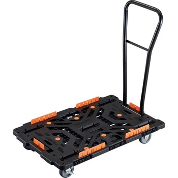 連結式樹脂製平台車 ビートル 900X600 自在3輪 内2輪ストッパー付 脱着式ハンドル付 柵付 TRUSCO