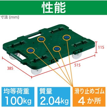 連結式ルートバン 515X385 ナイロン車輪 4輪自在 TRUSCO
