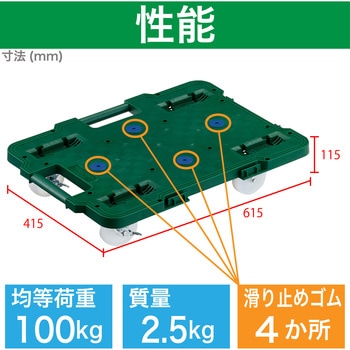 連結式ルートバン 615X415 ナイロン車輪 4輪自在 ストッパー付 TRUSCO