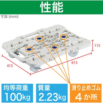 連結式ルートバン メッシュタイプ 615X415 ナイロン車輪 4輪自在 ストッパー付 白 TRUSCO