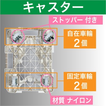 連結式ルートバン メッシュタイプ 615X415 ナイロン車輪 自在側ストッパー付 白 TRUSCO
