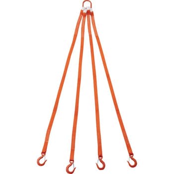 フック付きベルトスリング 4本吊り TRUSCO 金具付き繊維スリング