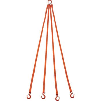 フック付きベルトスリング 4本吊り TRUSCO 金具付き繊維スリング