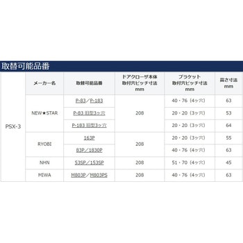 PSX-3 シルバー 取替用ドアクローザー PSX-3型 (ストップ付・ストップ