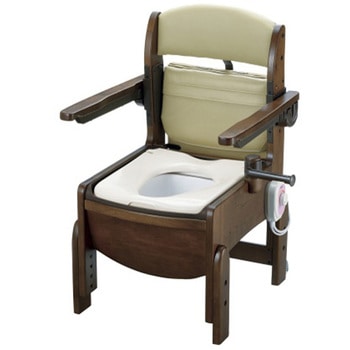 木製トイレ きらく コンパクト 肘掛跳ね上げ Richell(リッチェル)