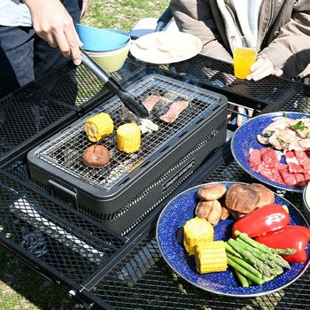 BBQタフライトテーブル(幅120奥行80) TLT-1280B(MBK) タフライト メッシュテーブル TLT-1280B/TLT-1280BSL 山善