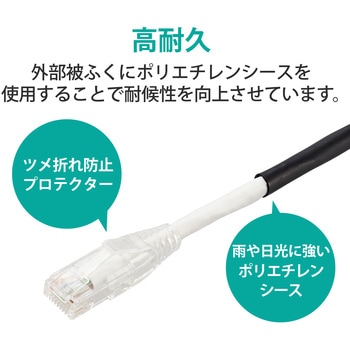 LANケーブル CAT6A 屋外用 PoE++ 対応 高速 10Gbps ストレート 耐候性 雨・日光に強い エレコム