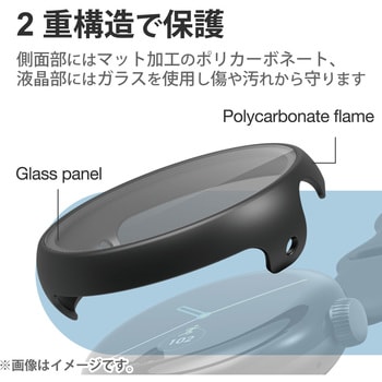 Google Pixel Watch ケース フルカバー ハイブリッド ガラス素材 耐衝撃 側面液晶 全面保護 エレコム