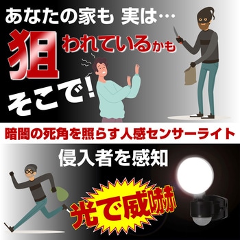 LEDセンサーライト コンセント式 白色LED 防雨 防水 お手軽タイプ 屋外 セキュリティ 防犯 ELPA