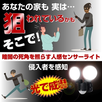 LEDセンサーライト コンセント式 白色LED 防雨 防水 お手軽タイプ 屋外 セキュリティ 防犯 ELPA