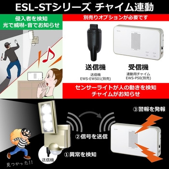 LED 人感センサーライト コンセント式  白色LED 防水 屋外 センサーライト 防犯 セキュリティ ELPA