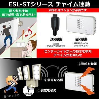 LED 人感センサーライト コンセント式  白色LED 防水 屋外 センサーライト 防犯 セキュリティ ELPA