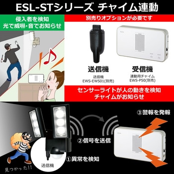 LED 人感センサーライト 白色LED 防犯 セキュリティ 防水  屋外用 電池式 自動点灯 ELPA