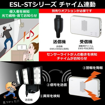 LED 人感センサーライト 白色LED 防犯 セキュリティ 防水  屋外用 電池式 自動点灯 ELPA