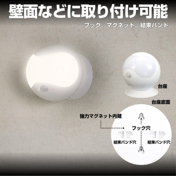LED 人感センサーライト 調光可能 電池式 防雨 人感センサー 球型 マグネット式 ネジ止め可 3WAY ELPA