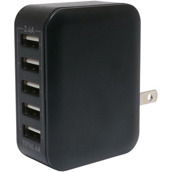 USB-ACアダプタ ミニ 2．4A対応 5ポート 30W 6A対応 MCO