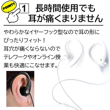 3.5mm ハンズフリー耳掛けステレオイヤホン エアージェイ